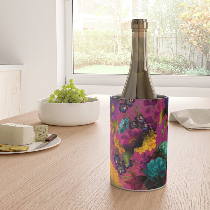 Vintage & Shabby Chic - Purple Botanical Lush Flowers Midnight Garden Wine Chiller Gallery Image 4