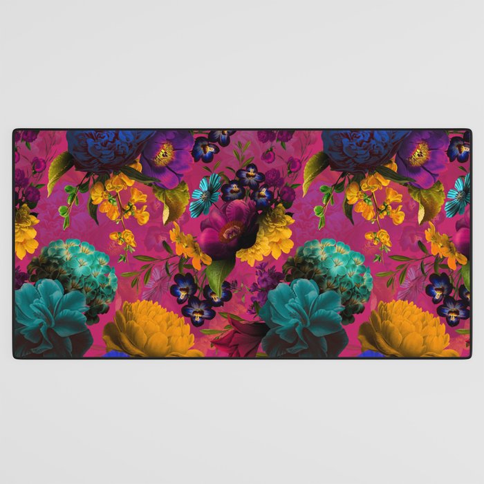 Vintage & Shabby Chic - Purple Botanical Lush Flowers Midnight Garden Desk Mat Gallery Image 3