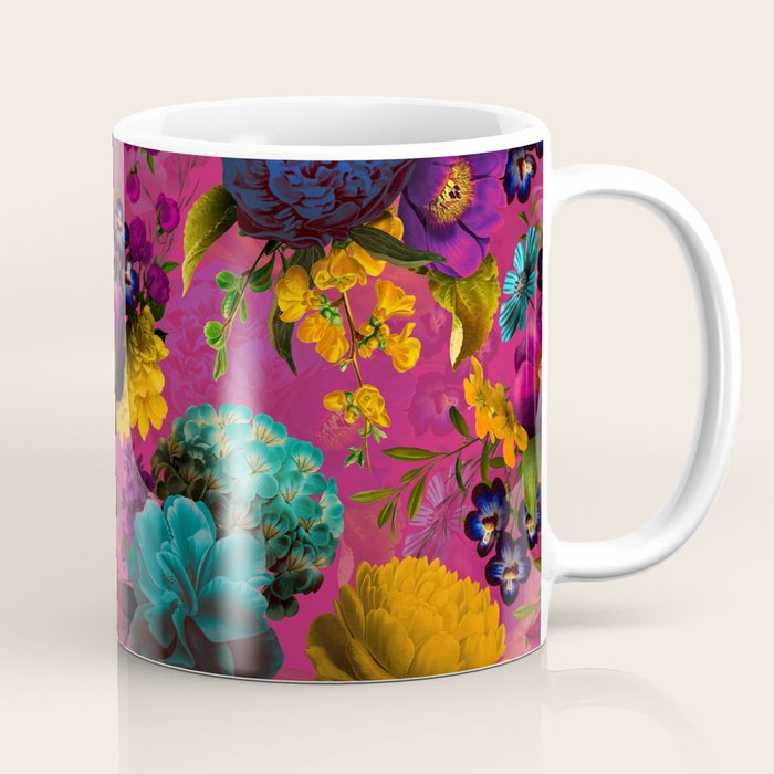 Vintage & Shabby Chic - Purple Botanical Lush Flowers Midnight Garden Coffee Mug Gallery Image 1