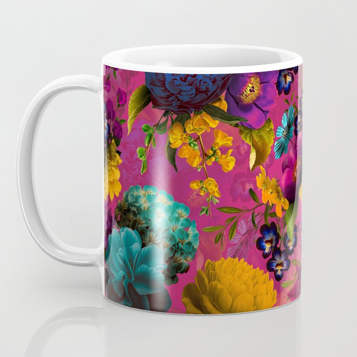Vintage & Shabby Chic - Purple Botanical Lush Flowers Midnight Garden Coffee Mug Gallery Image 3