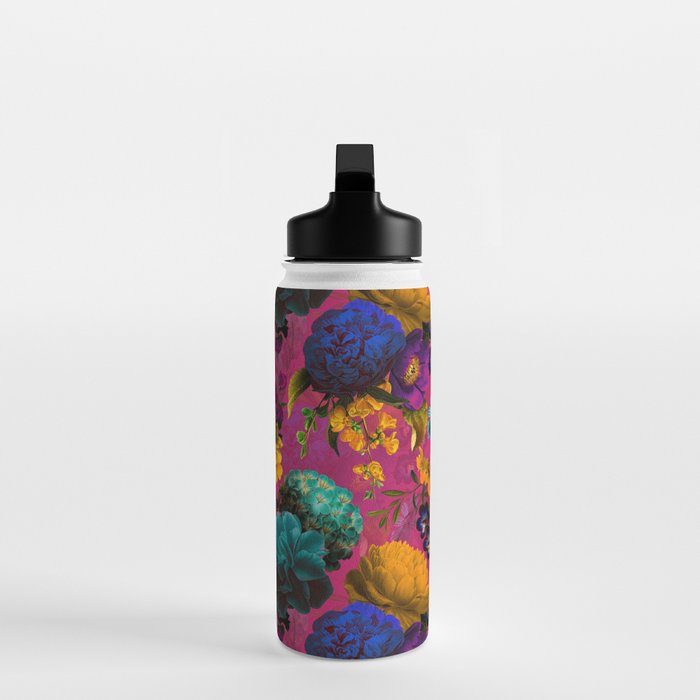 Vintage & Shabby Chic - Purple Botanical Lush Flowers Midnight Garden Water Bottle Gallery Image 3