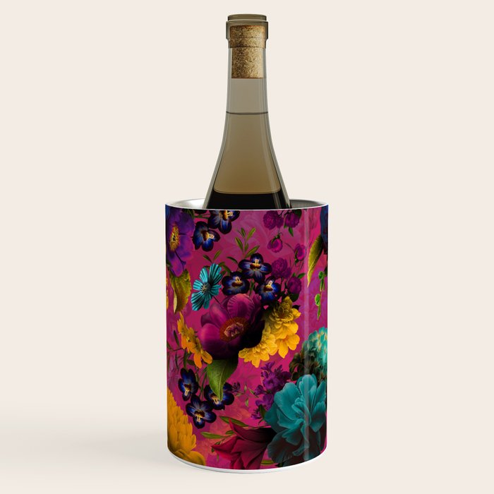 Vintage & Shabby Chic - Purple Botanical Lush Flowers Midnight Garden Wine Chiller Gallery Image 1
