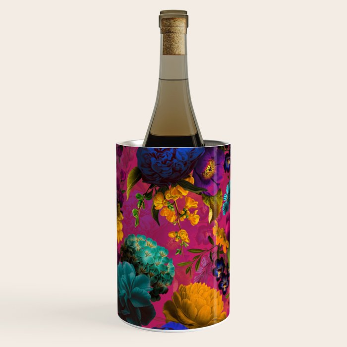 Vintage & Shabby Chic - Purple Botanical Lush Flowers Midnight Garden Wine Chiller Gallery Image 2