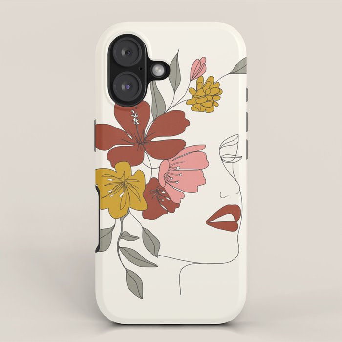 Colorful Thoughts Minimal Line Art Woman Face I iPhone Case Gallery Image 1