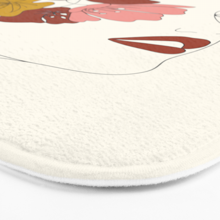 Colorful Thoughts Minimal Line Art Woman Face I Bath Mat Gallery Image 3