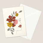 Colorful Thoughts Minimal Line Art Woman Face I Stationery Card Gallery Image 2