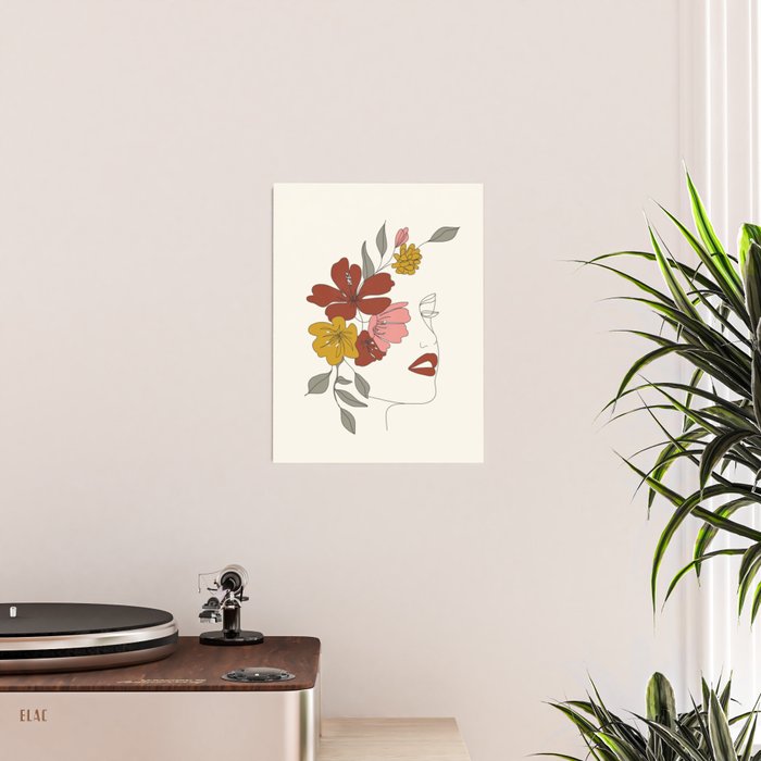 Colorful Thoughts Minimal Line Art Woman Face I Poster Gallery Image 2