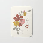Colorful Thoughts Minimal Line Art Woman Face I Bath Mat Gallery Image 1