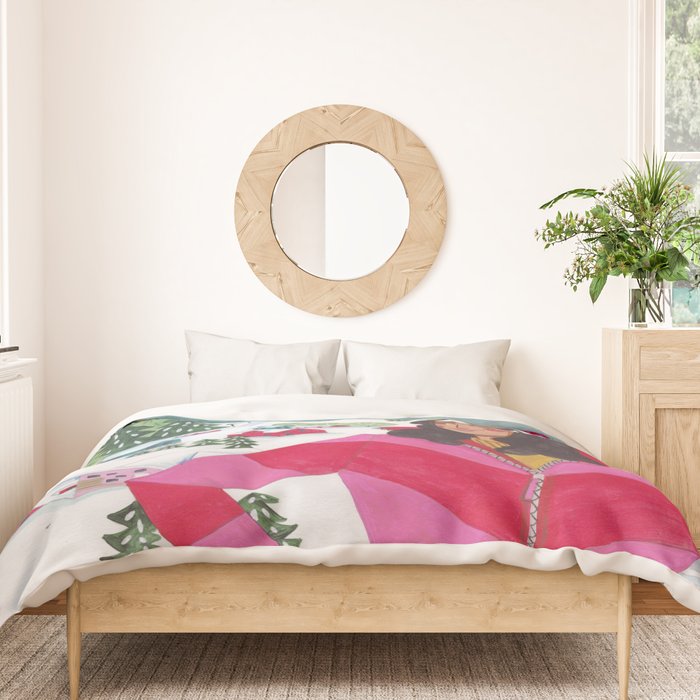 Woman in Gstaad Switzerland Duvet Cover Gallery Image 3