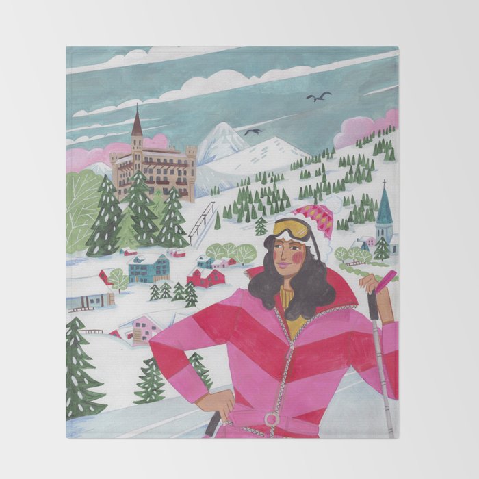 Woman in Gstaad Switzerland Throw Blanket Gallery Image 2