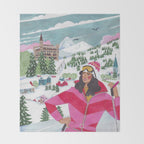 Woman in Gstaad Switzerland Throw Blanket Gallery Image 2