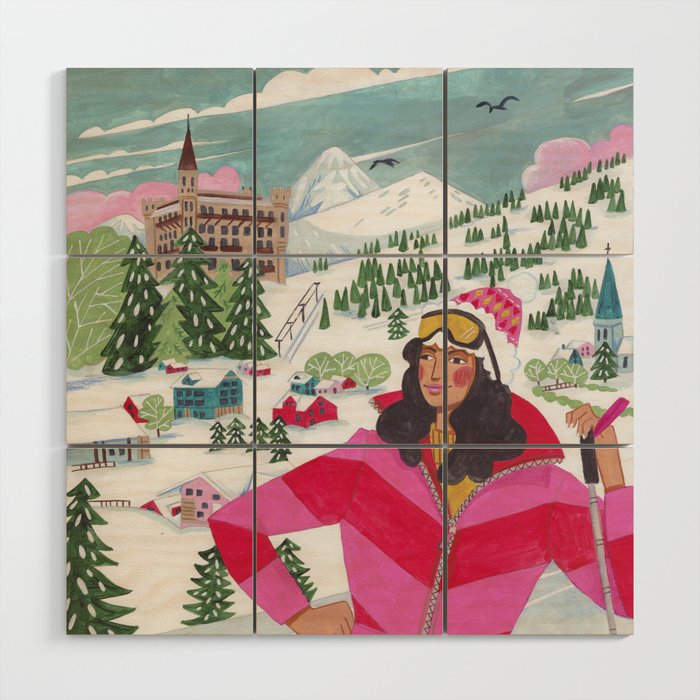 Woman in Gstaad Switzerland Wood Wall Art Gallery Image 1