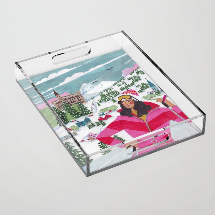 Woman in Gstaad Switzerland Acrylic Tray Gallery Image 1