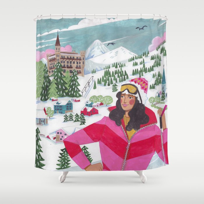 Woman in Gstaad Switzerland Shower Curtain Gallery Image 1