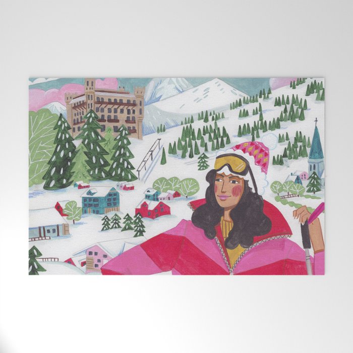 Woman in Gstaad Switzerland Welcome Mat Gallery Image 1