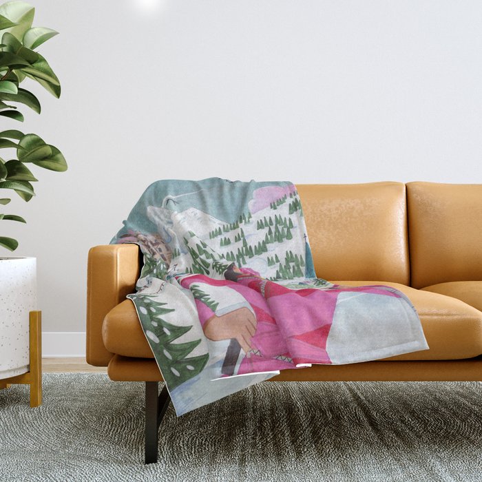 Woman in Gstaad Switzerland Throw Blanket Gallery Image 1