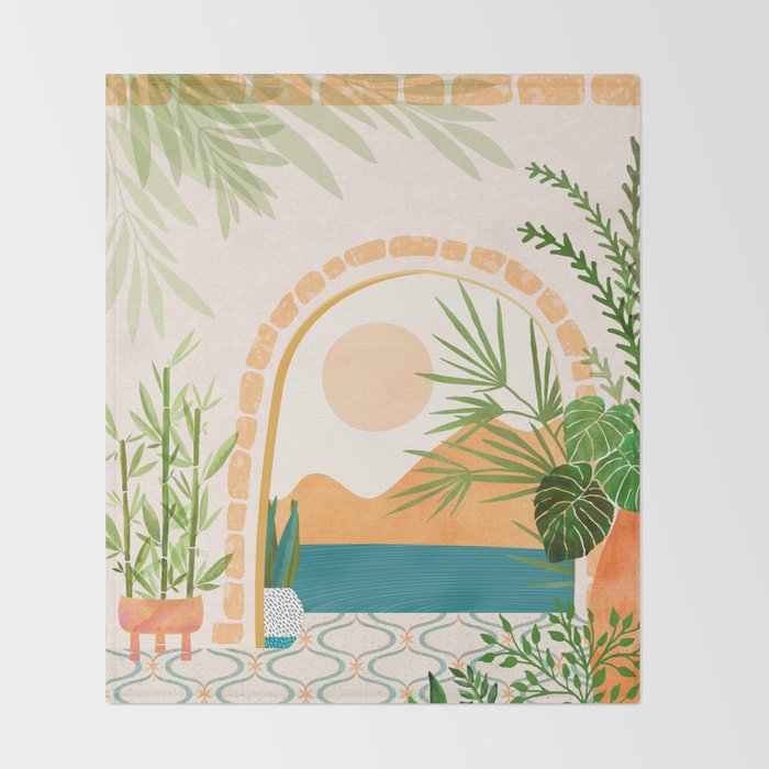 Baja California Villa Landscape Throw Blanket Gallery Image 2