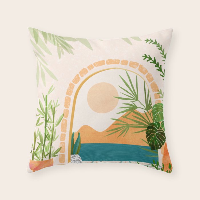 Baja California Villa Landscape Throw Pillow Gallery Image 1