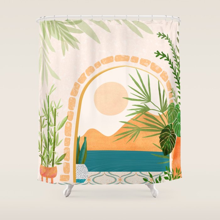 Baja California Villa Landscape Shower Curtain Gallery Image 1