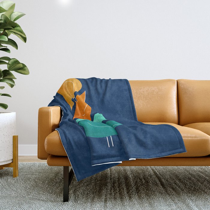 Bird Stack III Illustration Throw Blanket Gallery Image 1