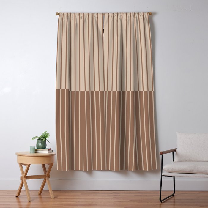 Color Block Lines XLII Coffee Creme Window Curtain Gallery Image 5