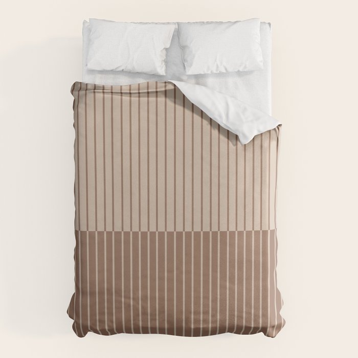 Color Block Lines XLII Coffee Creme Duvet Cover Gallery Image 1