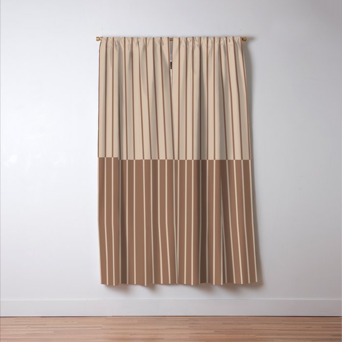 Color Block Lines XLII Coffee Creme Window Curtain Gallery Image 3