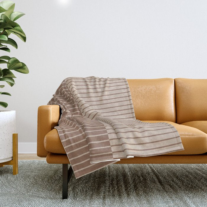 Color Block Lines XLII Coffee Creme Throw Blanket Gallery Image 1