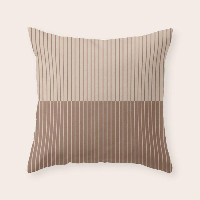 Color Block Lines XLII Coffee Creme Throw Pillow Gallery Image 2