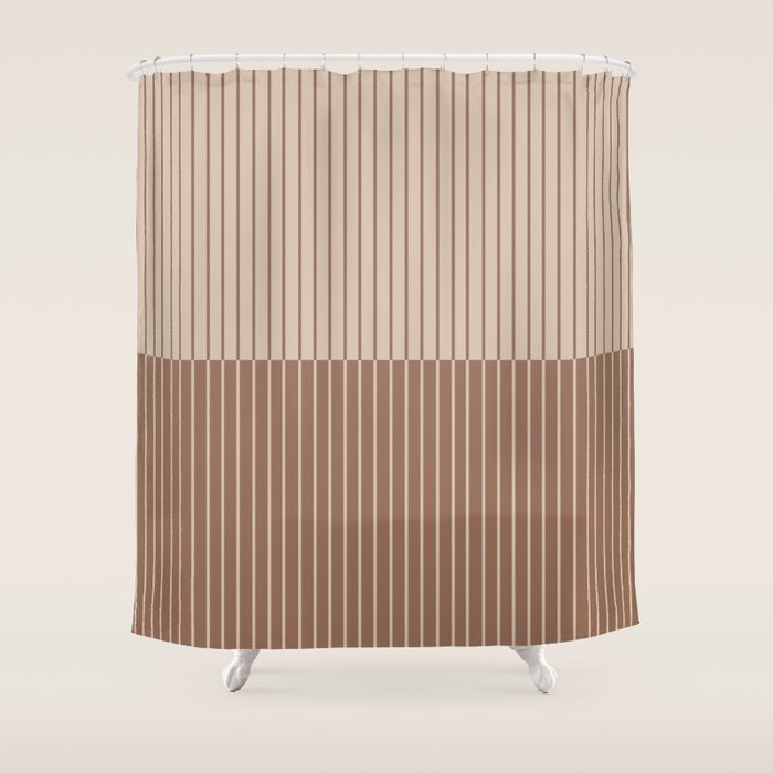 Color Block Lines XLII Coffee Creme Shower Curtain Gallery Image 1