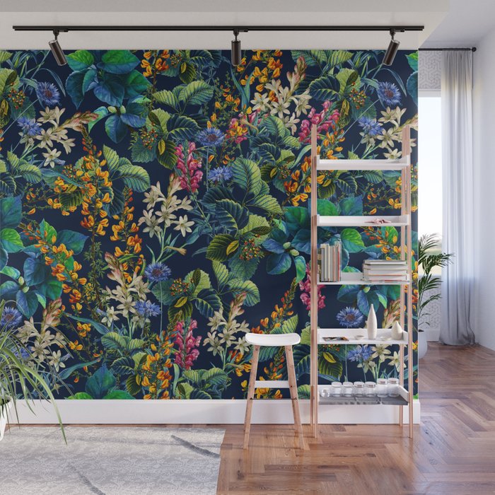 Blue Night Garden Wall Mural Gallery Image 1