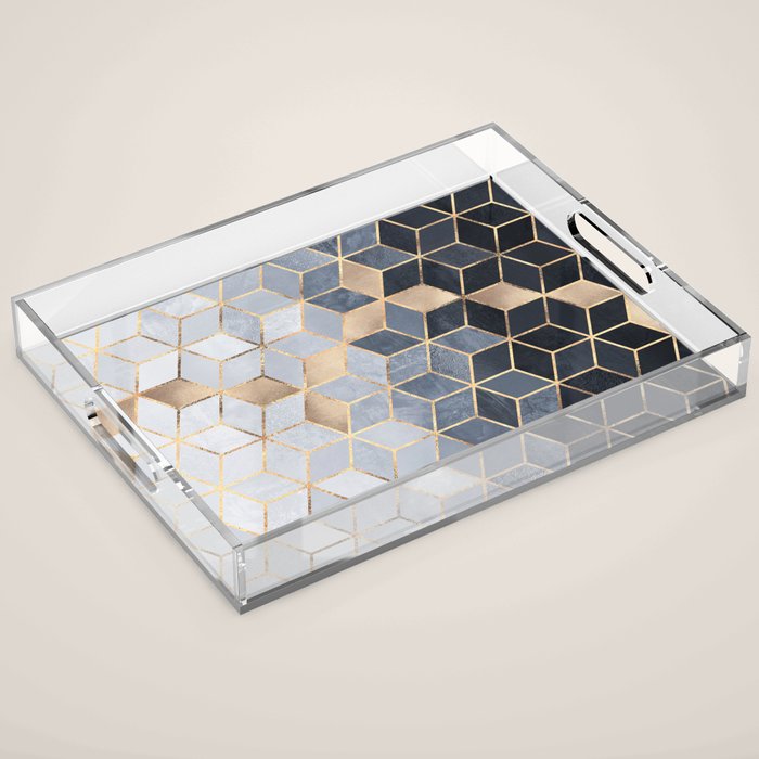 Soft Blue Gradient Cubes Acrylic Tray Gallery Image 1