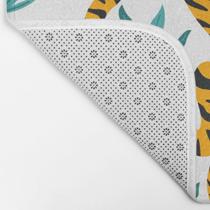 Asian tigers and tropic plants on background. Bath Mat Gallery Image 2