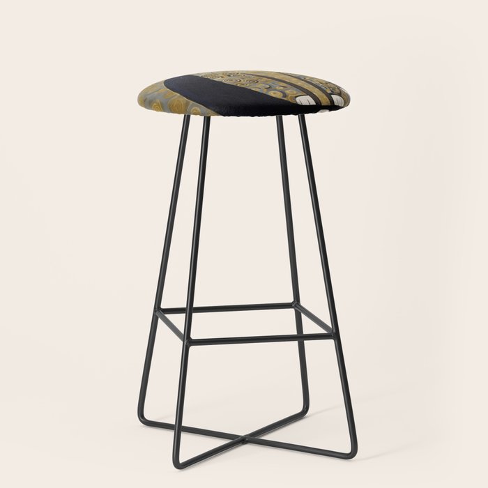 Klimt Black Cat Masked Bandit with Three Paws Stool Gallery Image 1