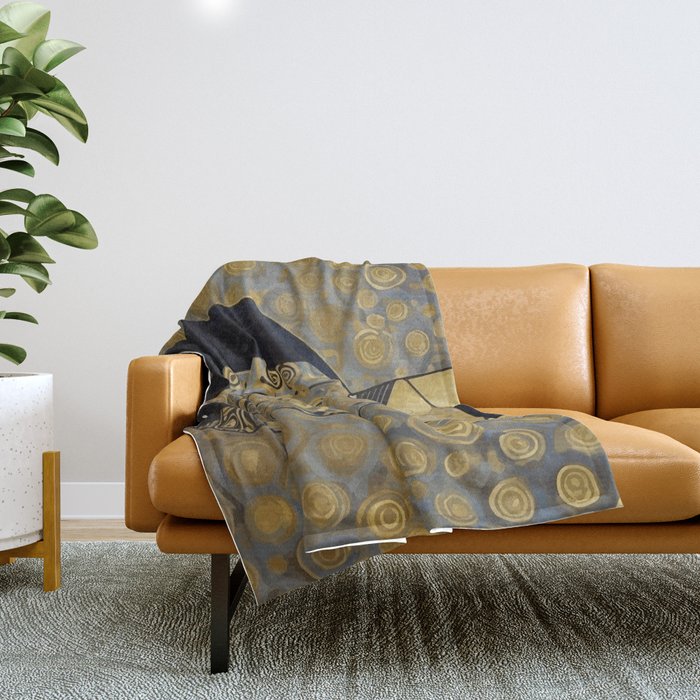 Klimt Black Cat Masked Bandit with Three Paws Throw Blanket Gallery Image 1