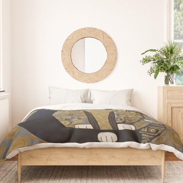 Klimt Black Cat Masked Bandit with Three Paws Duvet Cover Gallery Image 3