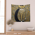 Klimt Black Cat Masked Bandit with Three Paws Wall Tapestry Gallery Image 2
