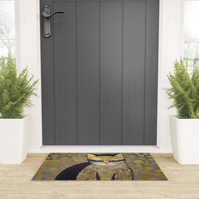 Klimt Black Cat Masked Bandit with Three Paws Welcome Mat Gallery Image 3