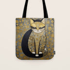 Klimt Black Cat Masked Bandit with Three Paws Tote Bag Gallery Image 1