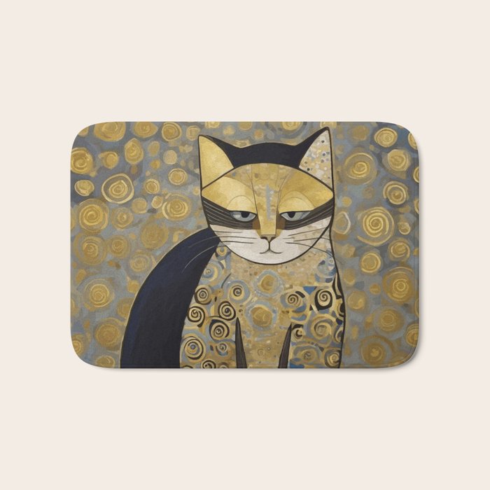 Klimt Black Cat Masked Bandit with Three Paws Bath Mat Gallery Image 1