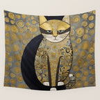 Klimt Black Cat Masked Bandit with Three Paws Wall Tapestry Gallery Image 4