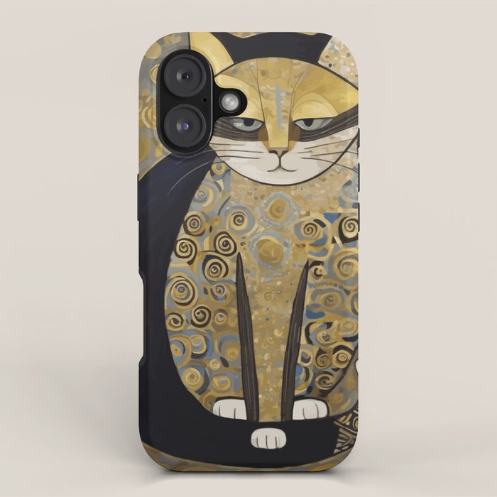 Klimt Black Cat Masked Bandit with Three Paws iPhone Case Gallery Image 1