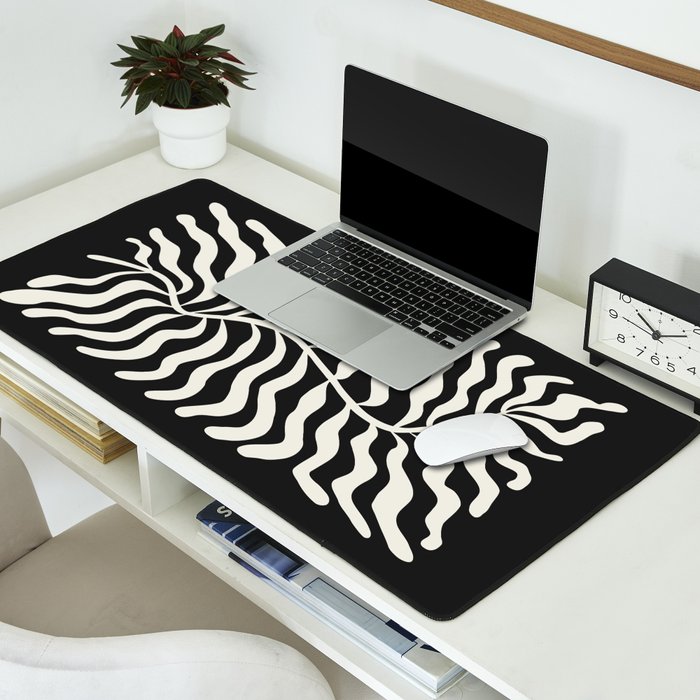 Onyx Ferns: Black & White Matisse Edition Desk Mat Gallery Image 2