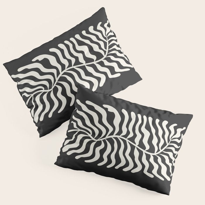 Onyx Ferns: Black & White Matisse Edition Pillow Sham Gallery Image 1