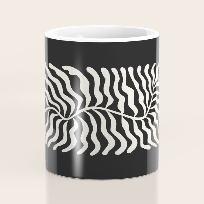 Onyx Ferns: Black & White Matisse Edition Coffee Mug Gallery Image 4