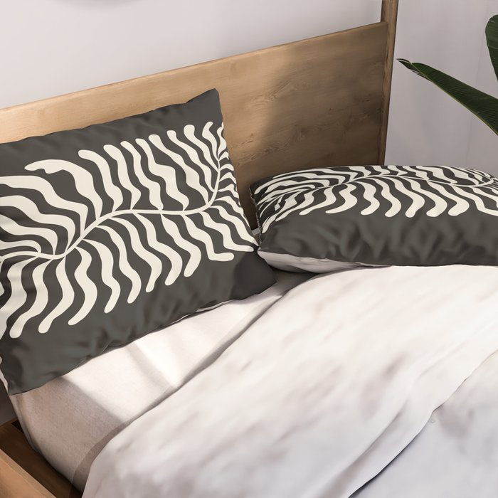 Onyx Ferns: Black & White Matisse Edition Pillow Sham Gallery Image 2