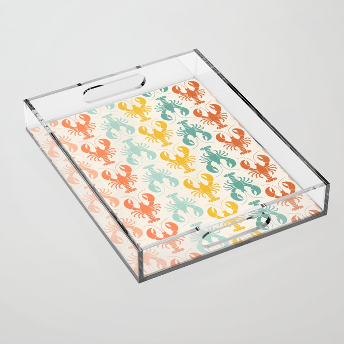 Lobster parade - retro Acrylic Tray Gallery Image 1