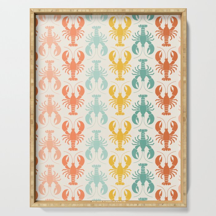 Lobster parade - retro Serving Tray Gallery Image 1