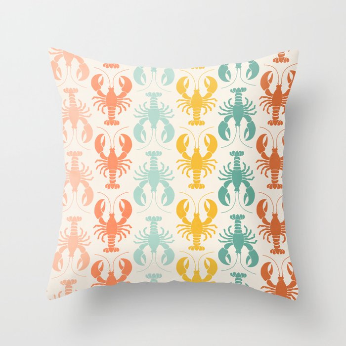 Lobster parade - retro Throw Pillow Gallery Image 6