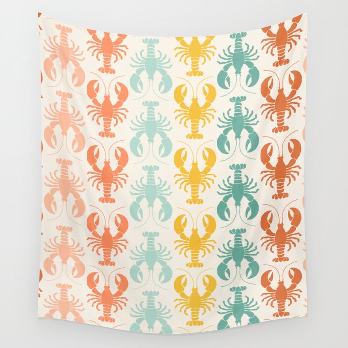 Lobster parade - retro Wall Tapestry Gallery Image 4